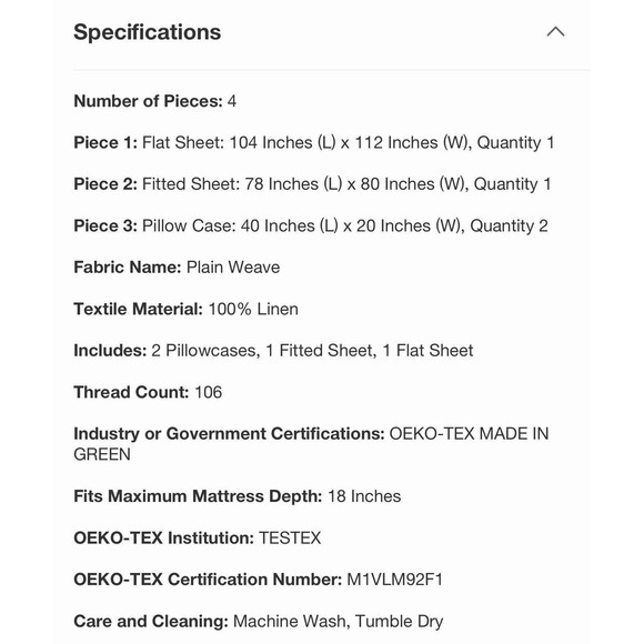 King 100% Linen Sheet Set Mineral Blue - Casaluna - Picture 7 of 7